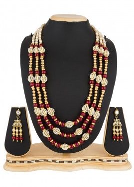 Multicolour Pearls Layered Necklace Set