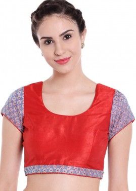 Red Readymade Dupion Silk Blouse