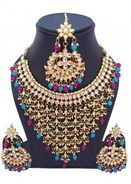 Multicolor Pearl and Kundan Necklace Set