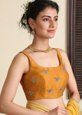 Yellow Readymade Embroidered Blouse