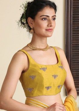 Yellow Embroidered Dupion Silk Blouse