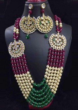 Multicolor Pearl Beaded and Layered Necklace Set