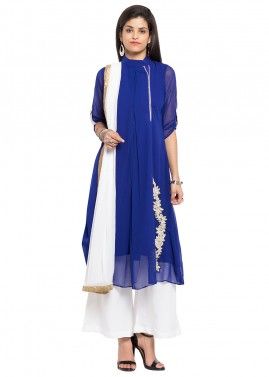 Readymade Blue Georgette Palazzo Suit