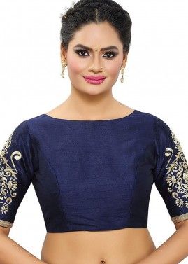 Heavy Sleeves Readymade Blouse In Blue
