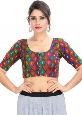 Embellished Saree Blouse In Multicolor
