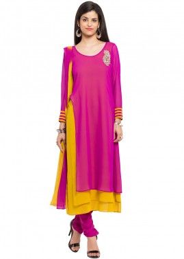 Pink  Readymade Georgette Suit  