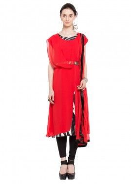 Red Readymade Georgette Suit