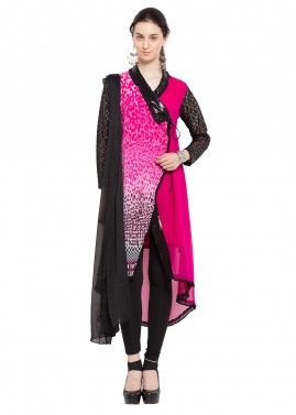 Readymade Pink Asymmetric Georgette Salwar Suit