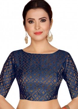 Buy Designer Cap Sleeves Net Gold Shimmer Lycra Stretchable Crop Top Band Collar  Neck Saree Blouse Online @ ₹349 from ShopClues