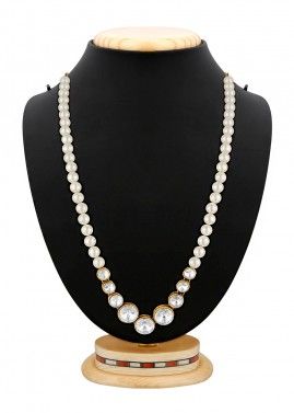 White Pearl Stone Studed Necklace 