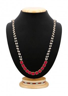 Red Stone Studed Necklace