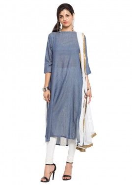 Readymade Blue Cotton Salwar Suit