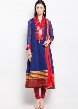Royal Blue Readymade Georgette Suit