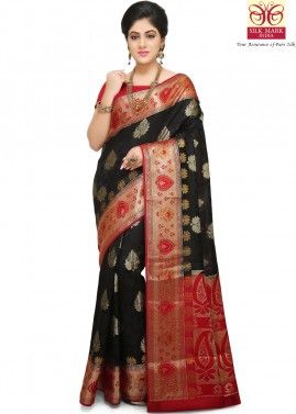 Black Pure Banarasi Silk Saree with Blouse