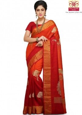 Red Pure Banarasi Silk Saree with Blouse