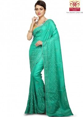 Green Pure Tussar Silk Saree with Blouse