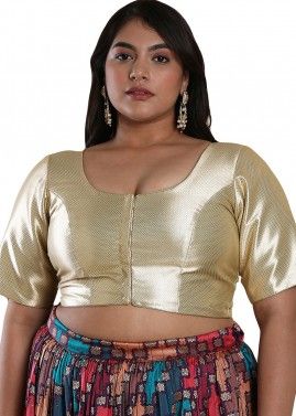 Gold Color Shimmer Saree Blouse 