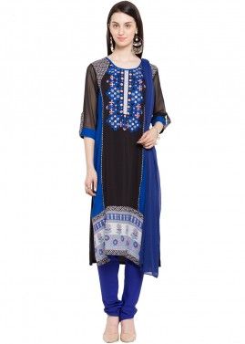 Readymade Blue & Black Cotton Salwar Suit