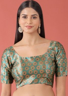 Green Color Art Silk Saree Blouse 