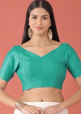 Turquoise Color Silk Saree Blouse 
