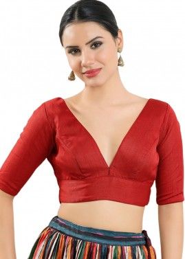 Red Color Silk Saree Blouse 