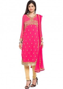Readymade Pink Partywear Georgette Salwar Suit