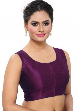 Purple Color Dupion Silk Saree Blouse 