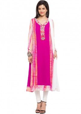 Readymade Pink Printed Salwar Suit in Georgette