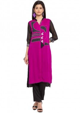 Readymade Purple High-Low Faux Georgette Tunic