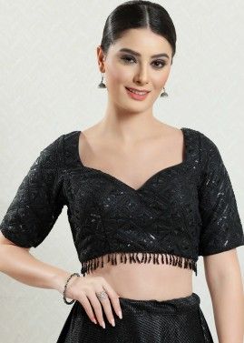 Black Color Silk Saree Blouse 