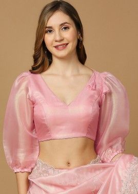 Pink Color Silk Saree Blouse 