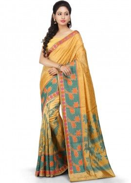 Yellow Woven Pure Silk Saree with Blouse