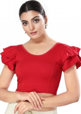 Red Color Cotton Saree Blouse 