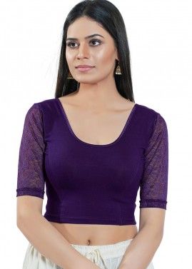 Purple Color Cotton Saree Blouse 