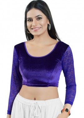 Purple Color Velvet Saree Blouse 