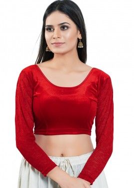 Red Color Velvet Saree Blouse 