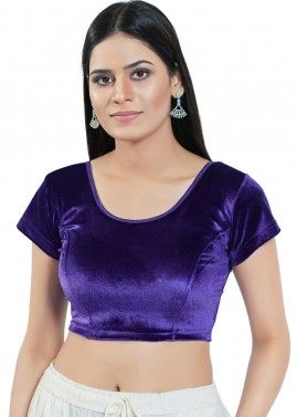Purple Color Velvet Saree Blouse 