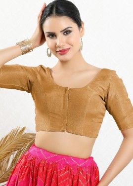 Brown Color Shimmer Saree Blouse 