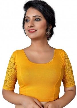 Yellow Color Lycra Saree Blouse 