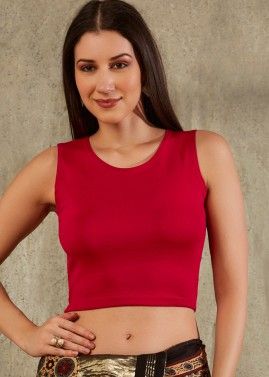 Red Color Lycra Saree Blouse 