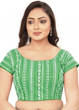 Green Color Art Silk Saree Blouse 