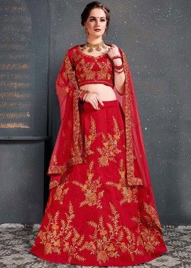 Red Bridal Embroidered Lehenga Choli