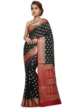 Pure Banarasi Silk Woven Saree In Black 