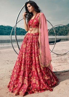 Party Wear Embroidery Pink Designer Embroidered Lehenga Choli