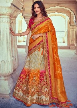 Multicolor Bridal Woven Silk Lehenga Choli