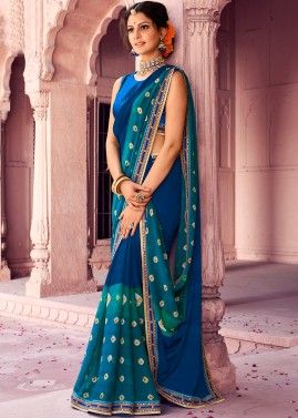 Buy Green Chiffon Party Wear Printed Saree Online From Wholesale Salwar.-pokeht.vn