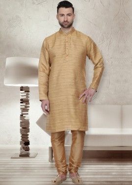 Readymade Beige Bhagalpuri Silk Kurta Pajama