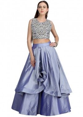 Readymade Blue Twin Layered Long Skirt Top Set