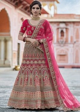 Pink Sequin Embroidered Bridal Lehenga Choli