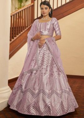Purple Art Silk Lehenga Choli For Bridesmaid